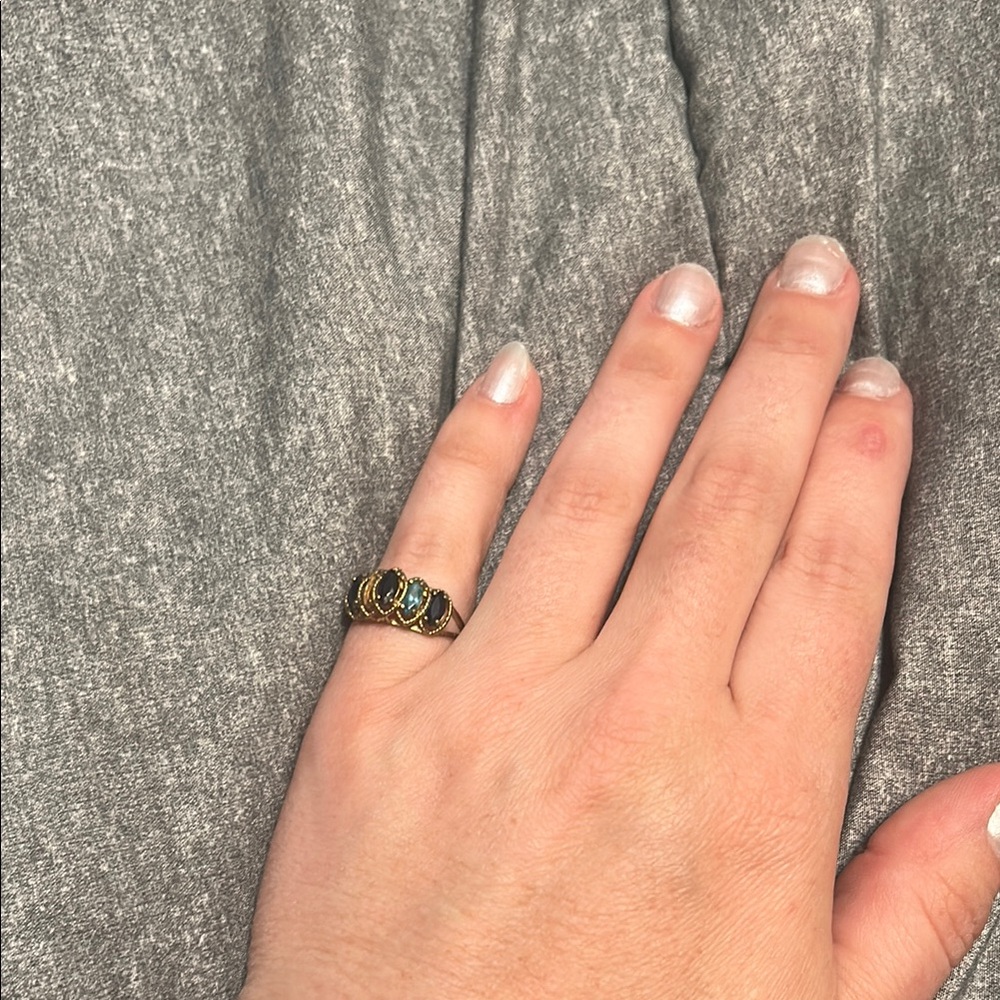 Sapphire & Aquamarine 925 Sterling Vintage Ring - Picture 5 of 9